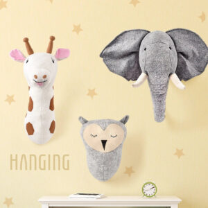 WhimsyWild Wall Friends - Stuffed Elephant/Giraffe/Owl