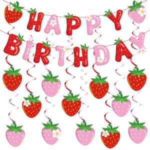 50Pcs Strawberry Birthday Banner