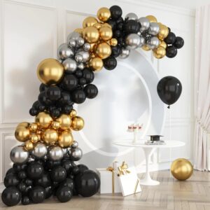 124Pcs Black and Gold balloon Arch Kit
