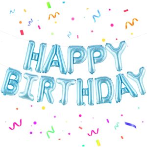 Light Blue Happy Birthday Balloons - 16"