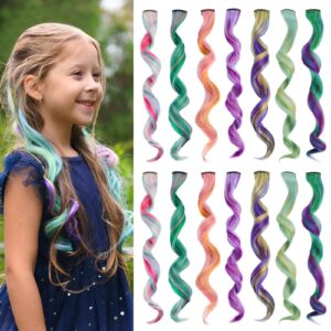 14 Pcs Colored Hair Extensions for Kids