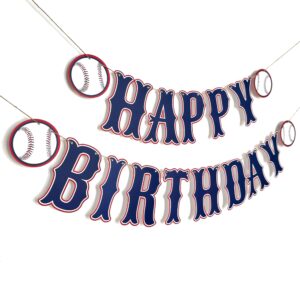 Navy Blue Baseball Birthday Banner