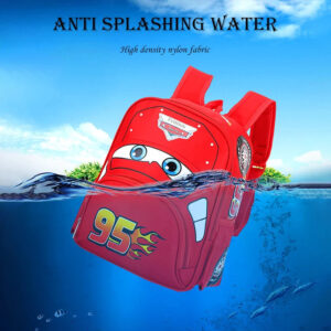 Lightning McQueen car-shaped pattern splash-proof lightweight backpack for kids and boys.