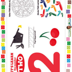 Number 2 Trace, Color and Identify - FREE Worksheet