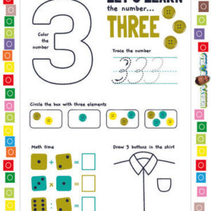 Number 3 Trace, Identify, Solve and Draw - FREE Worksheet