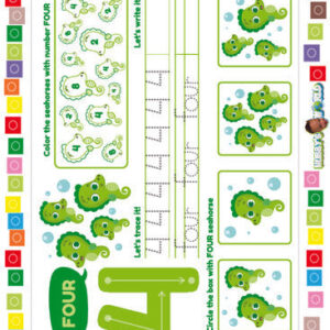 Number 4 Color, Trace and Identify - FREE Worksheet