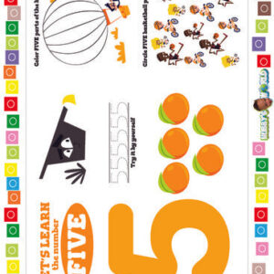 Number 5 Trace, Color and Count - FREE Worksheet