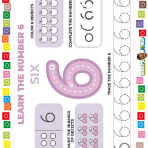 Number 6 Count, Color and Trace - FREE Worksheet
