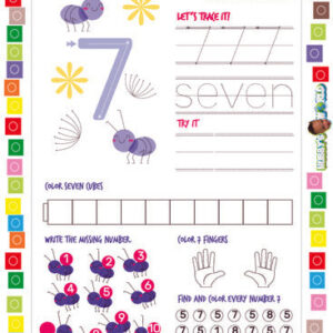 Number 7 Trace, Color, and Write - FREE Worksheet