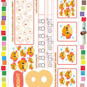 Number 8 Color, Trace and Identify - FREE Worksheet