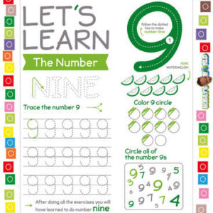 Number 9 Trace, Color and Identify - FREE Worksheet