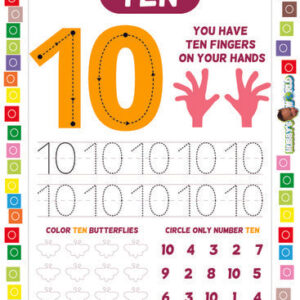 Number 10 Trace, Color and Identify - FREE Worksheet