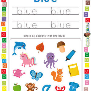 Color Blue Trace and Identify - FREE Worksheet