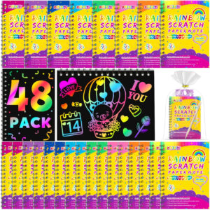 48 Pack Rainbow Art Scratch Notebooks
