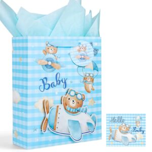 3D Baby Gift Bag with Handles Tissue Paper and Card