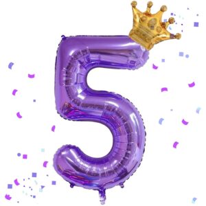 40" Purple Number 5 Balloon