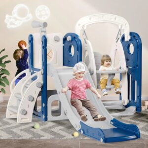 Indoor/Outdoor 6-in-1 Slide and Swing Set