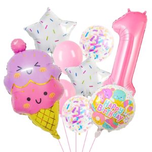 11 PCS 1st Birthday Ice Cream Theme Balloons