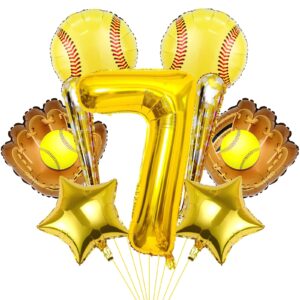 9pcs Softball Balloons 7th Birthday Party Kit