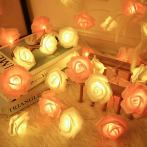 LED Pink Rose String Lights