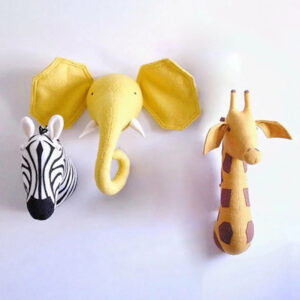 WhimsyWild Wall Friends - Stuffed Elephant/Giraffe/Zebra