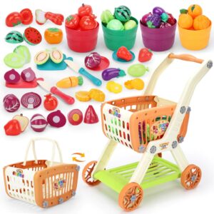 Kids Shopping Cart with Food Set