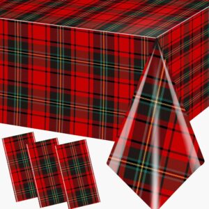 3 Pcs Buffalo Plaid Tablecloth