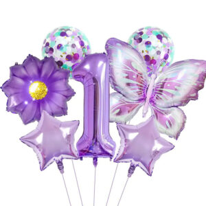 7Pcs 1st Birthday Butterfly Balloon Set